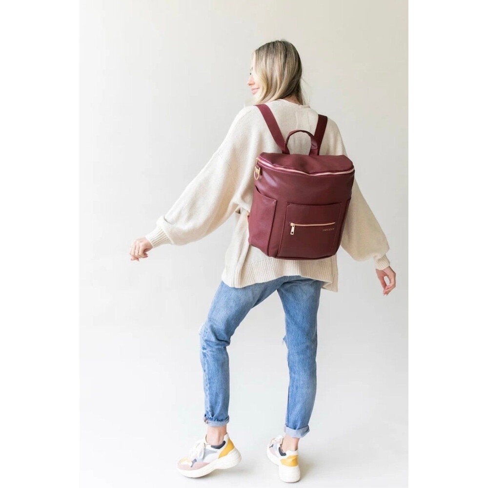 Fawn Design Original Diaper Bag in Wine - Burgandy & Changing Pad